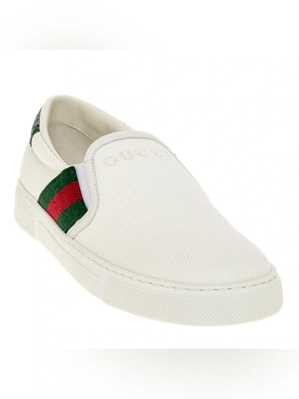 Gucci ace canvas slip on sneakers with iconic web trim size 10 fits 10.5US